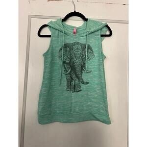 Retro Doll Mint Sleeveless Hoodie Tank Top S – Elephant Graphic